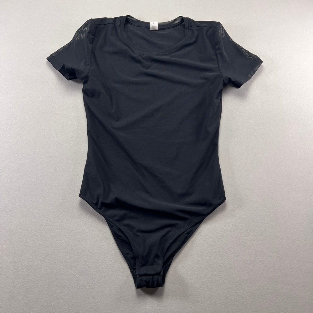 Parade One Piece Bodysuit Womens Small Black Mesh Stretch Swimming Beach Wear